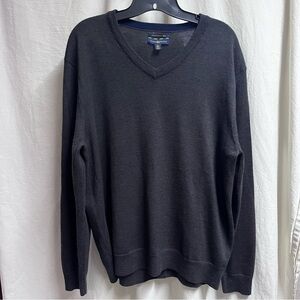 Club Room Men's Long Sleeve Black V-Neck Merino Wool blend Sweater Size L